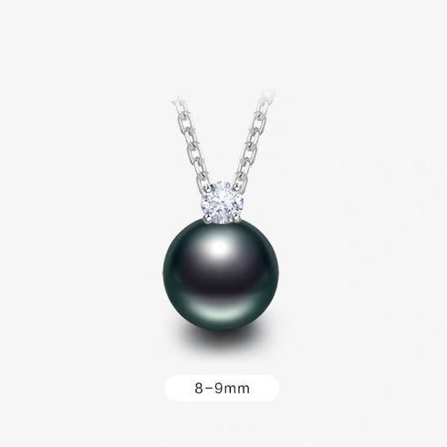 Tahitian Pearl Sasha Zirconia Necklace in Sterling Silver